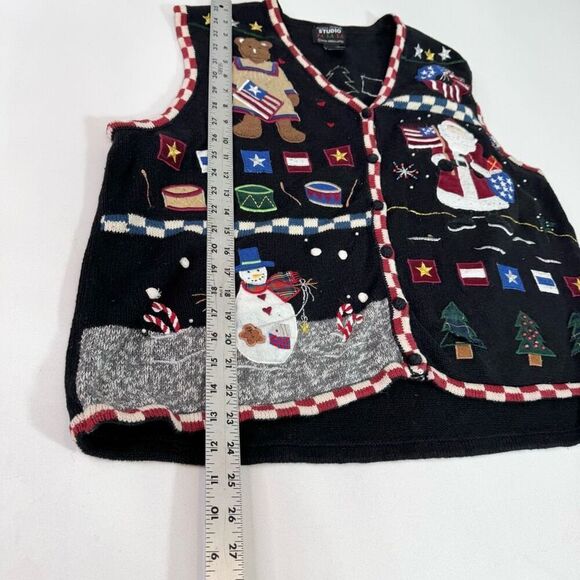 VTG Patriotic Christmas Knit Vest Designers Originals Womens 3X Embroidered USA - Picture 7 of 8